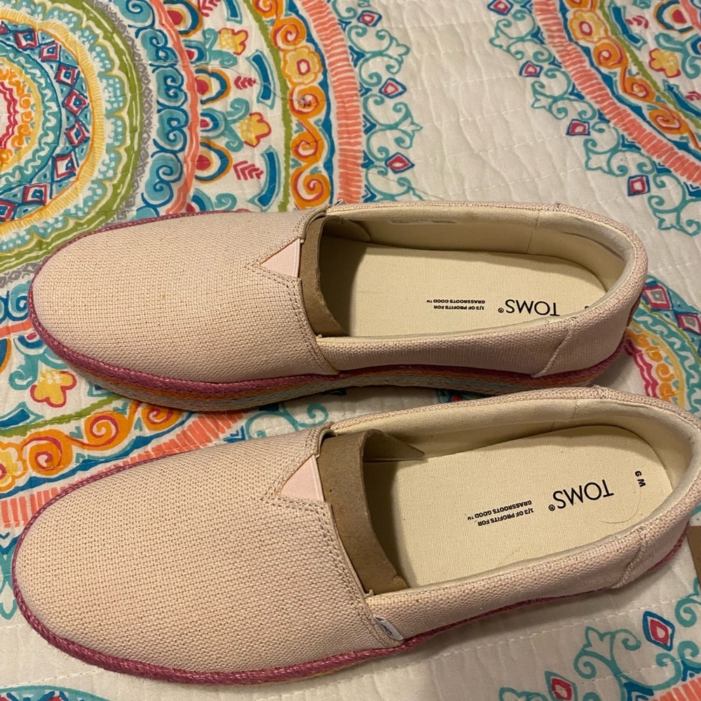 TOMS Peach Canvas Slip-On Shoes